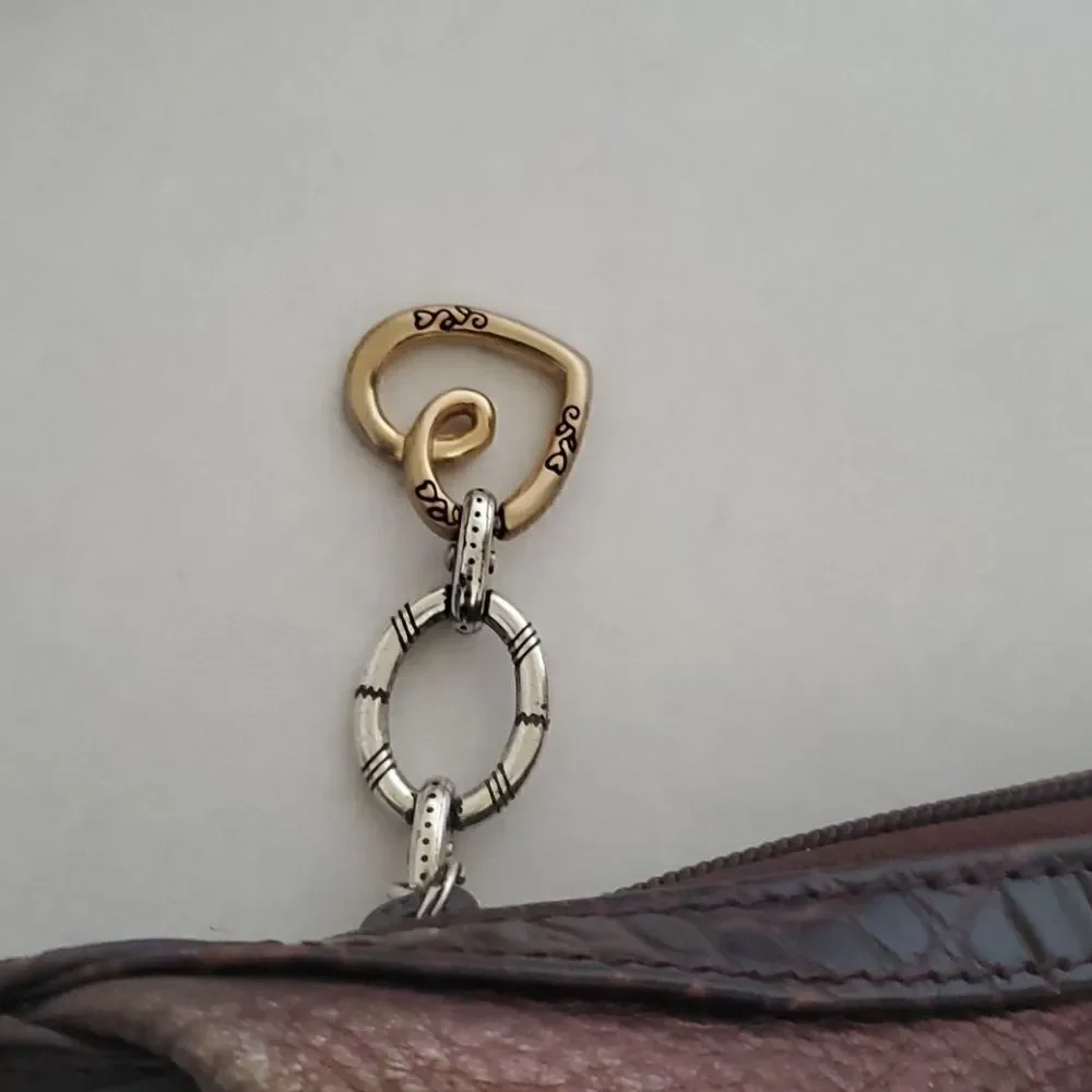 BRIGHTON Metallic Bronze Leather Small Hobo Bag‎